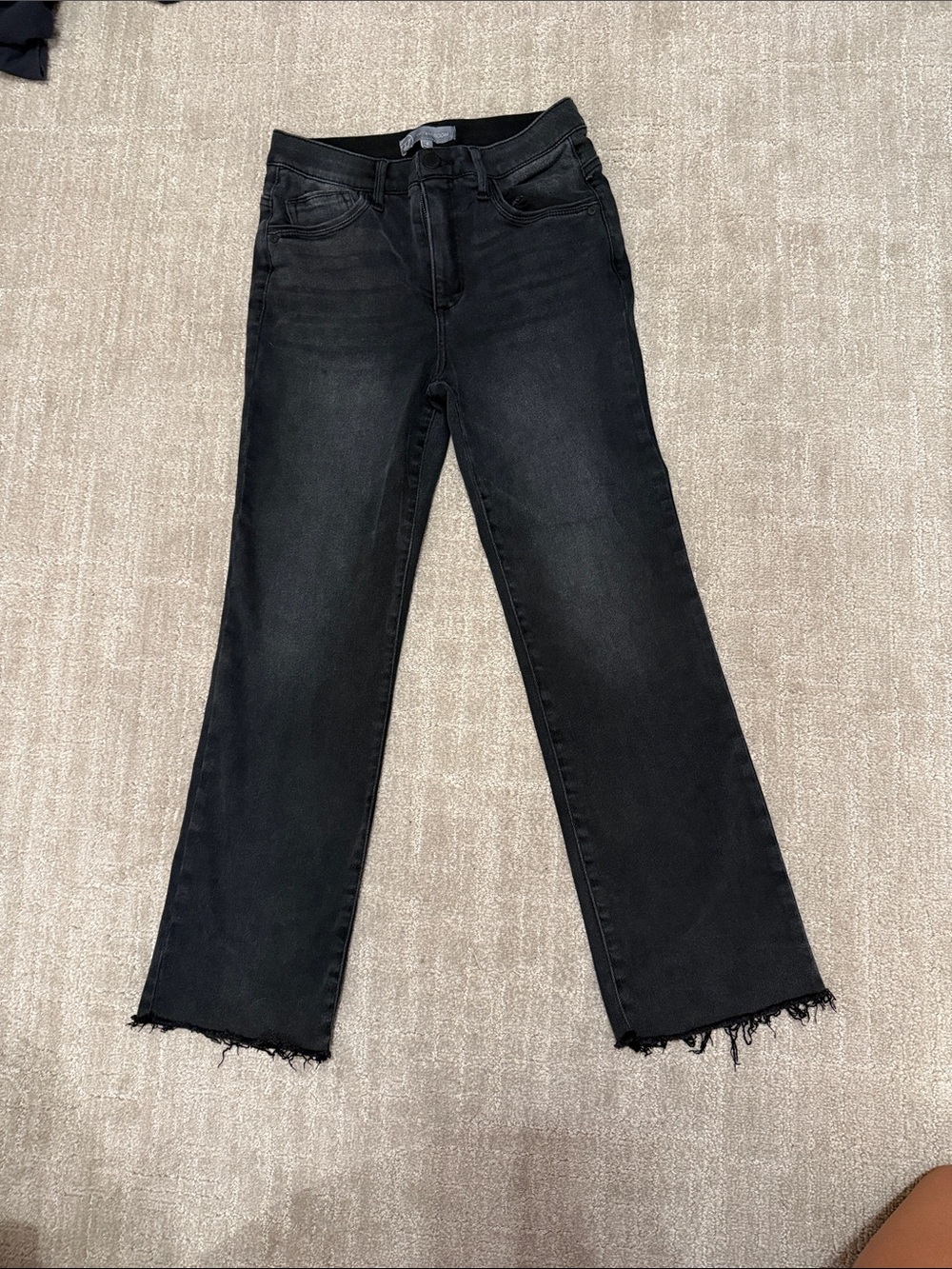 Wit & Wisdom Black Straight-Leg Jeans with Frayed Hem